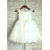 Lace Cap Sleeves Ivory Satin Tulle Wedding Flower Girl Dress